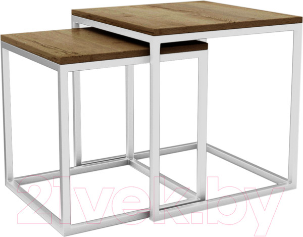 Изображение товара Журнальный столик Hype Mebel Дуэт (белый/дуб галифакс олово)