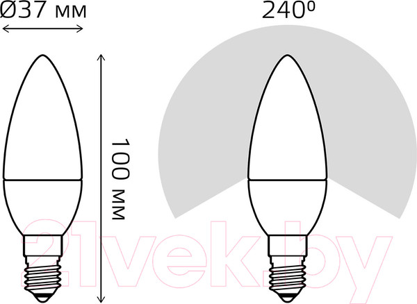 Изображение товара Лампа Gauss Elementary Свеча 6W 420lm 3000K E14  / 33116T (3шт в упаковке)