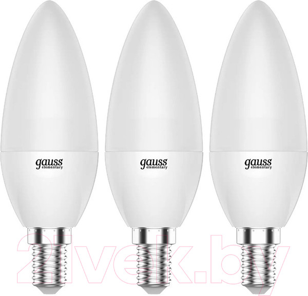 Изображение товара Лампа Gauss Elementary Свеча 6W 420lm 3000K E14  / 33116T (3шт в упаковке)