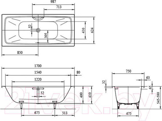 Изображение товара Ванна стальная Kaldewei Cayono Duo 724 170x75 (easy-clean)