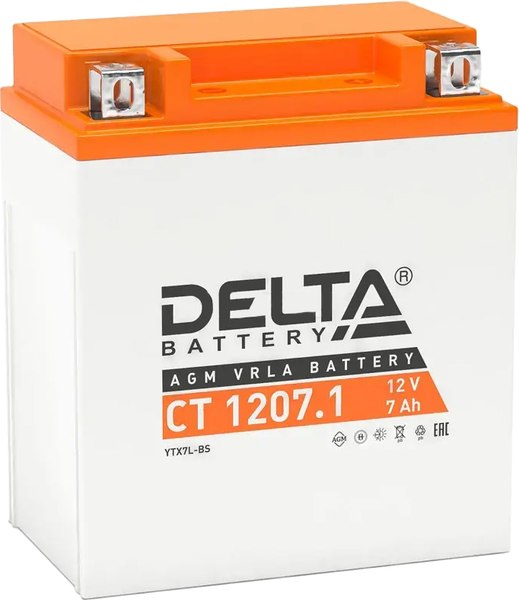 Изображение товара Мотоаккумулятор DELTA AGM СТ 1207.1 / YTX7L-BS (7 А/ч)