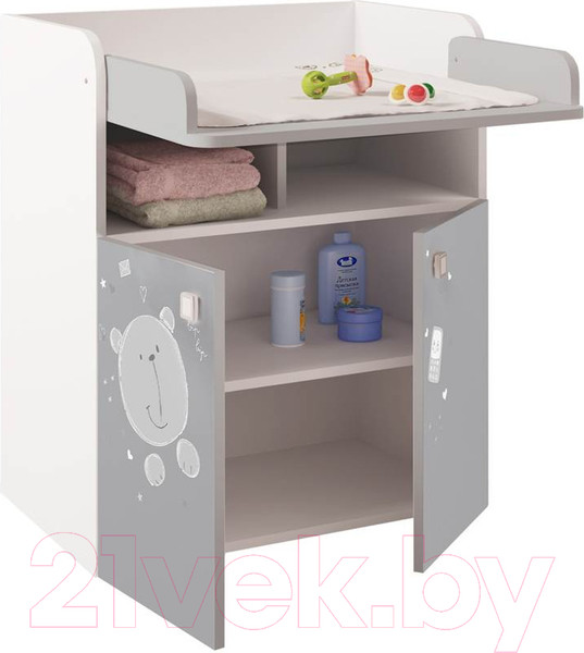 Изображение товара Комод пеленальный Polini Kids French Teddy 1270 (белый/серый)