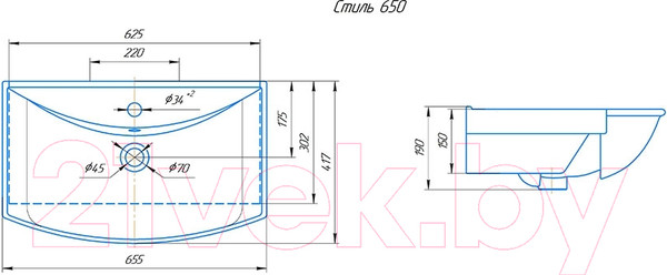 Изображение товара Умывальник Kirovit Стиль 65