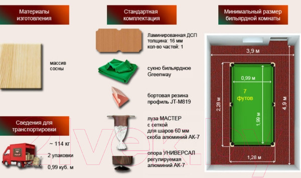 Изображение товара Бильярдный стол РуптуР Мастер / 158.00.07 (46/2)