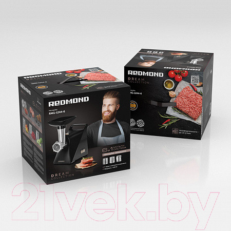 Изображение товара Мясорубка электрическая Redmond RMG-1244-6 (черный/шампань)