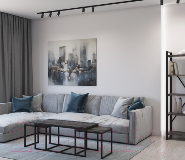 Изображение товара Журнальный столик Hype Mebel Трио 40x100-200 (белый/дуб галифакс олово)