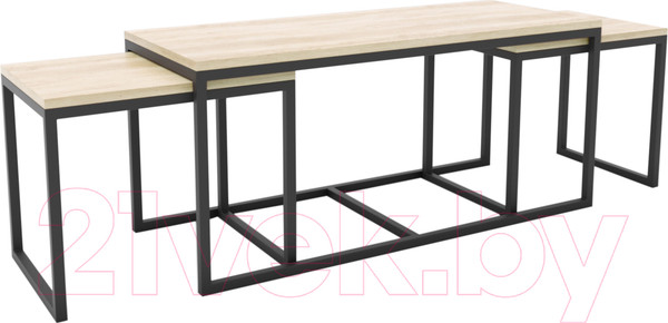 Изображение товара Журнальный столик Hype Mebel Трио 40x100-200 (черный/древесина белая)