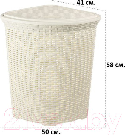 Изображение товара Корзина для белья Violet Ротанг угловая / 235026 (60л, слоновая кость)