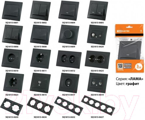 Изображение товара Выключатель TDM Лама SQ1815-0605 (графит)