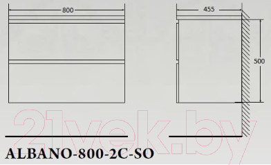 Изображение товара Тумба под умывальник BelBagno ALBANO-800-2C-SO-RR