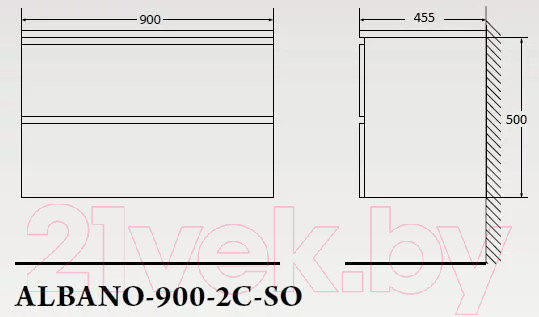Изображение товара Тумба под умывальник BelBagno ALBANO-900-2C-SO-RR