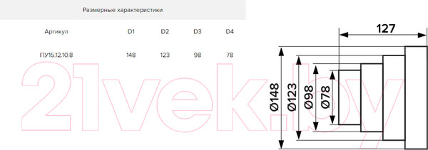 Изображение товара Соединитель воздуховода ERA ПУ15.12.10.8