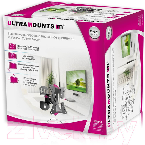 Изображение товара Кронштейн для телевизора Ultramounts UM 857 (черный)