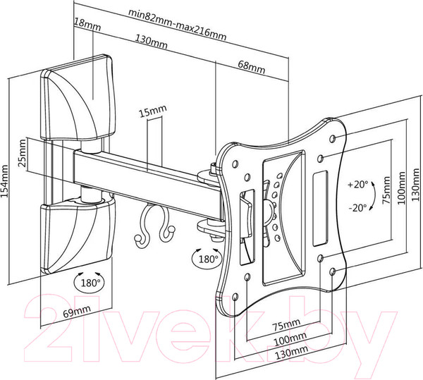 Изображение товара Кронштейн для телевизора Ultramounts UM 891 (черный)