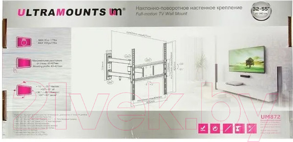 Изображение товара Кронштейн для телевизора Ultramounts UM 872 (черный)