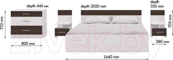 Изображение товара Комплект мебели для спальни Горизонт Мебель Леси (кантер/сонома)