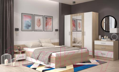 Изображение товара Комплект мебели для спальни Горизонт Мебель Леси (сонома/белый)