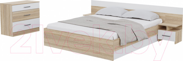 Изображение товара Комплект мебели для спальни Горизонт Мебель Леси (сонома/белый)