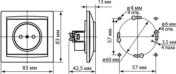 Изображение товара Розетка TDM Лама SQ1815-0222 (серебристый металлик)