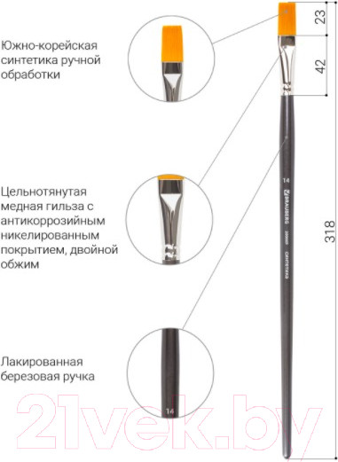 Изображение товара Кисть для рисования Brauberg Синтетика жесткая 14 / 200669 (плоская)