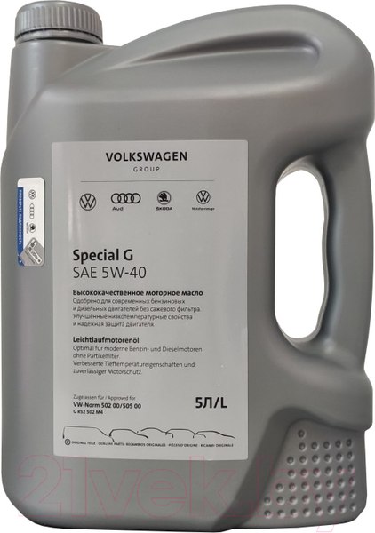 Изображение товара Моторное масло Volkswagen Special G 502/505 5W40 / GR52502M4 (5л)