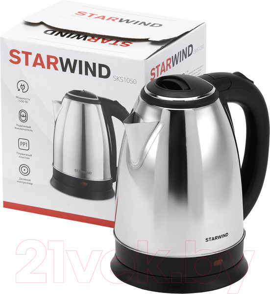 Изображение товара Электрочайник StarWind SKS1050 (серебристый/черный)