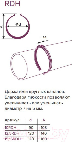 Изображение товара Держатель воздуховода ERA 15.16RDH