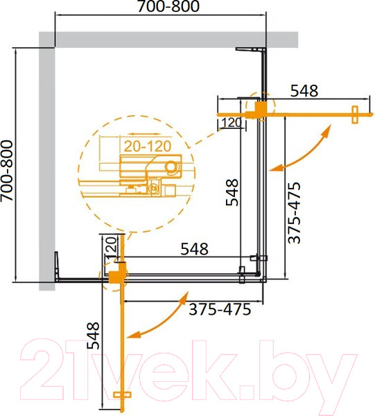 Изображение товара Душевой уголок Cezares SLIDER-A-2-70/80-C-Cr