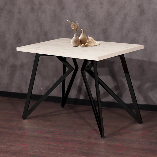 Изображение товара Обеденный стол Millwood Женева Л 120x70x75 (дуб белый Craft/металл черный)