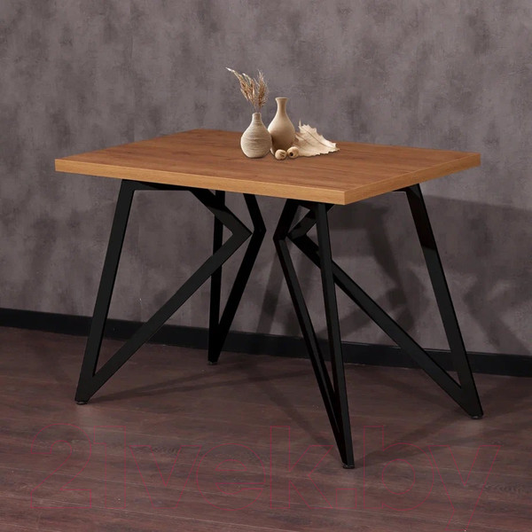 Изображение товара Обеденный стол Millwood Женева Л 120x70x75 (дуб золотой Craft/металл черный)
