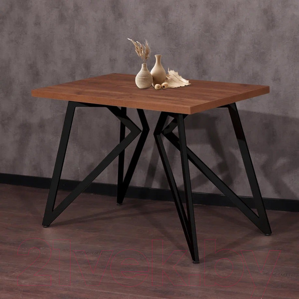 Изображение товара Обеденный стол Millwood Женева Л 120x70x75 (дуб табачный Craft/металл черный)