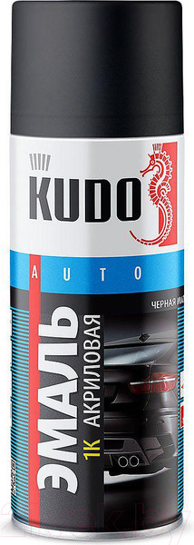 Изображение товара Эмаль автомобильная Kudo Акриловая 1K / KU-5232.5 (520мл, черный матовый)