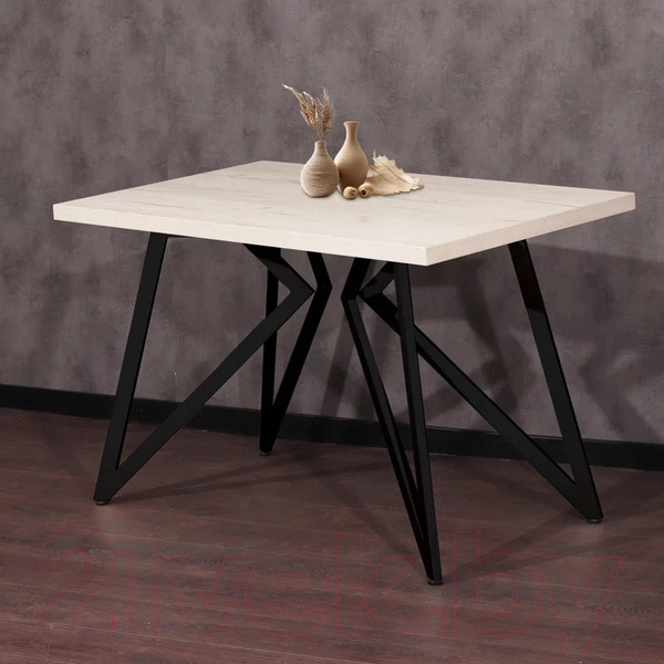 Изображение товара Обеденный стол Millwood Женева Л 130x80x75 (дуб белый Craft/металл черный)