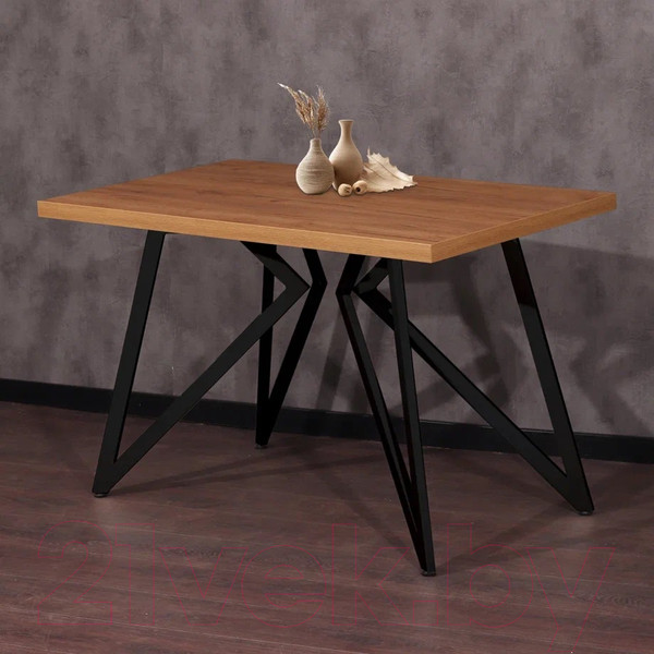 Изображение товара Обеденный стол Millwood Женева Л 130x80x75 (дуб золотой Craft/металл черный)