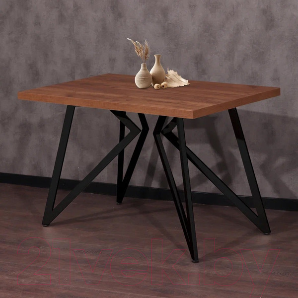 Изображение товара Обеденный стол Millwood Женева Л 130x80x75 (дуб табачный Craft/металл черный)