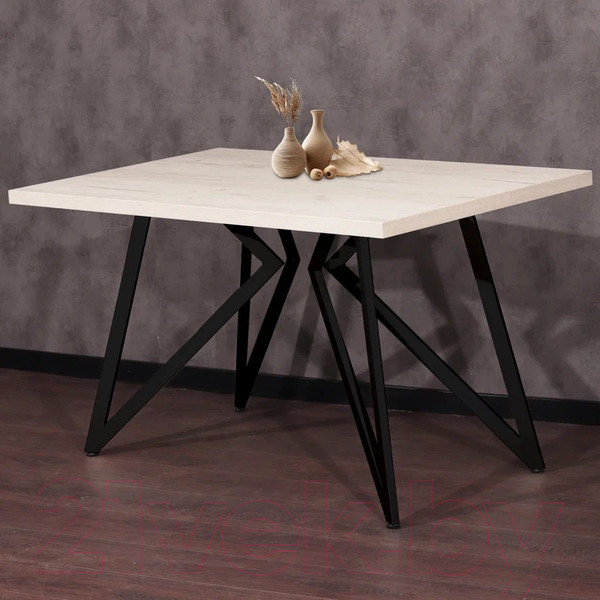 Изображение товара Обеденный стол Millwood Женева Л 160x80x75 (дуб белый Craft/металл черный)