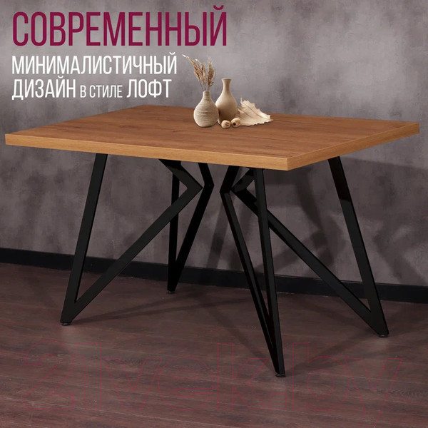 Изображение товара Обеденный стол Millwood Женева Л 160x80x75 (дуб золотой Craft/металл черный)