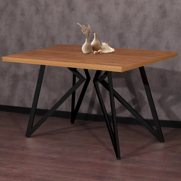 Изображение товара Обеденный стол Millwood Женева Л 160x80x75 (дуб золотой Craft/металл черный)