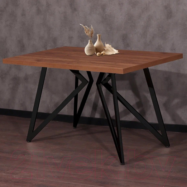Изображение товара Обеденный стол Millwood Женева Л 160x80x75 (дуб табачный Craft/металл черный)