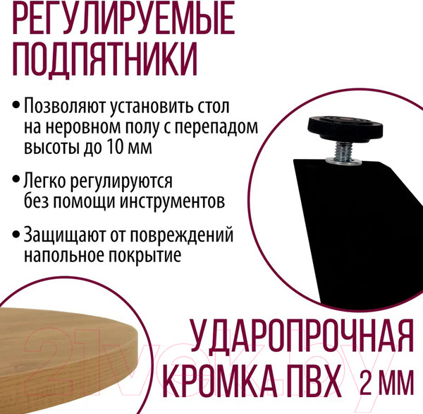 Изображение товара Обеденный стол Millwood Женева Л D90x75 (дуб золотой Craft/металл черный)