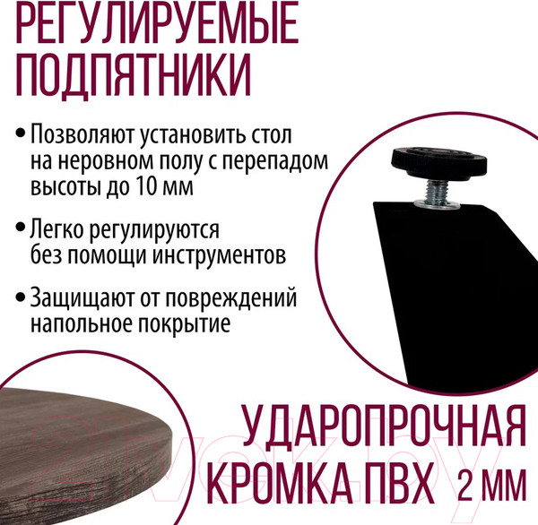 Изображение товара Обеденный стол Millwood Женева Л D90x75 (сосна пасадена/металл черный)
