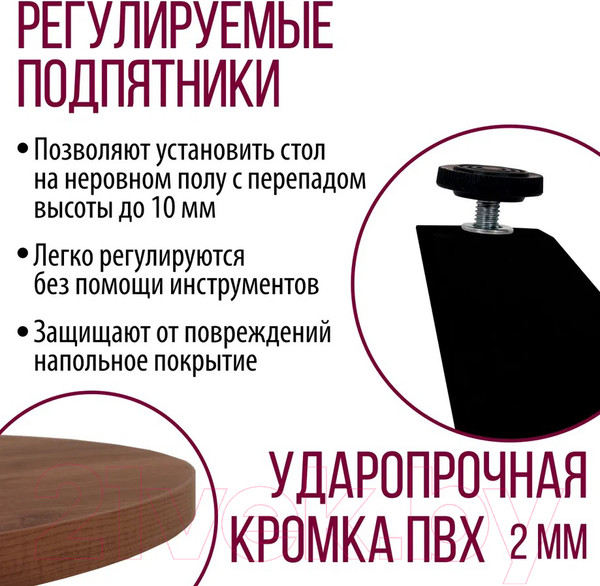 Изображение товара Обеденный стол Millwood Женева Л D90x75 (дуб табачный Craft/металл черный)