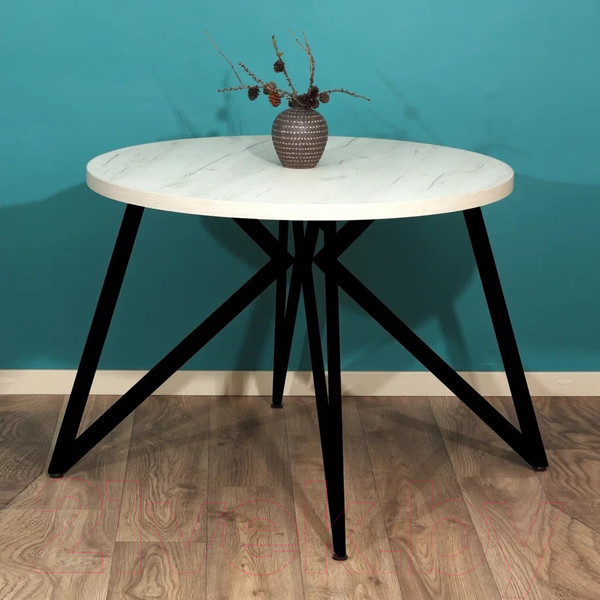 Изображение товара Обеденный стол Millwood Женева Л D100x75 (дуб белый Craft/металл черный)