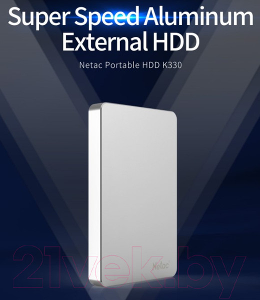 Изображение товара Внешний жесткий диск Netac HDD K330 USB3.0 1TB Silver (NT05K330N-001T-30SL)
