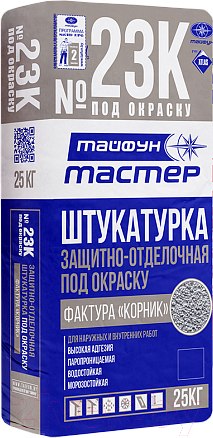 Изображение товара Штукатурка декоративная Тайфун Мастер №23К-2 фактура корник 1.5мм (25кг, серый)