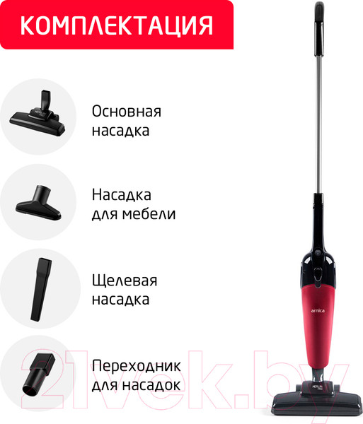 Изображение товара Вертикальный пылесос Arnica Merlin Pro ET13210 (черный/красный)