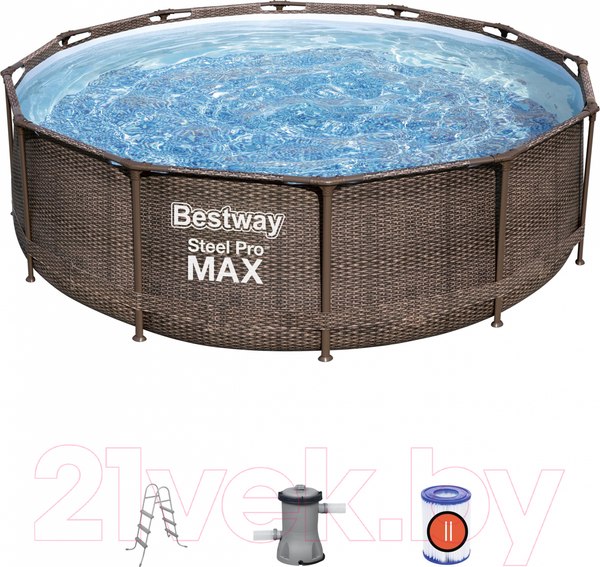 Изображение товара Каркасный бассейн Bestway Steel Pro MAX Ротанг 56709 (366х100, с фильтр-насосом)