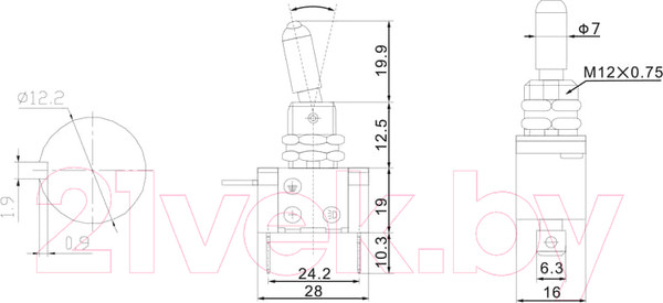 Изображение товара Переключатель Rexant ON-OFF 06-0332-B (красный)