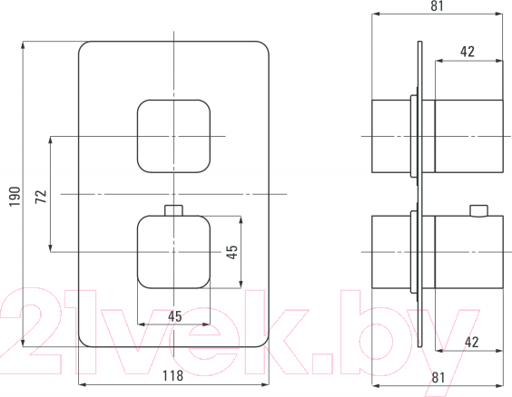 Изображение товара Внешняя часть смесителя скрытого монтажа Deante Box BXY 0ECT