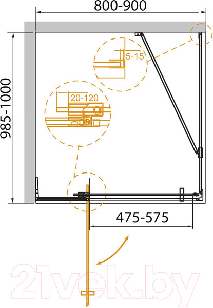 Изображение товара Душевой уголок Cezares SLIDER-AH-1-100-80/90-C-CR